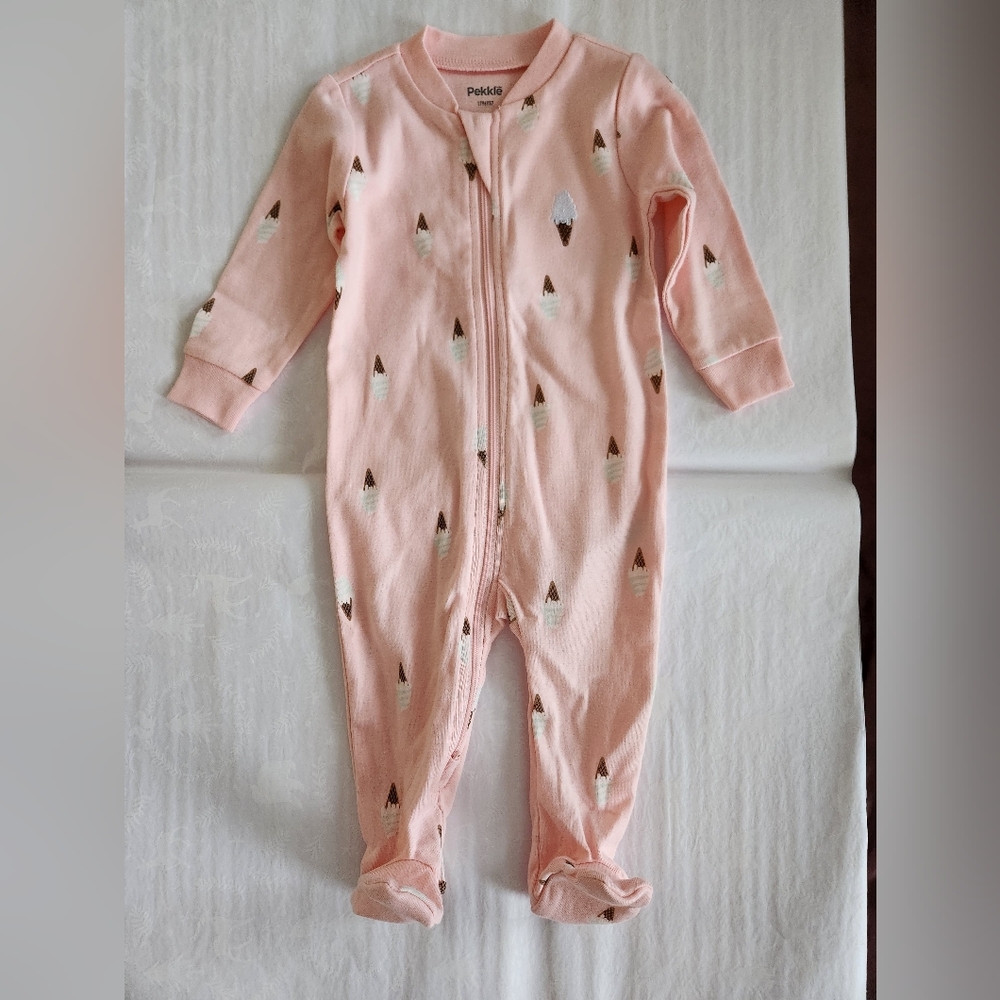 💕✨️New Pekkle Baby Footie Organic Cotton 6 Months Ice Cream Print